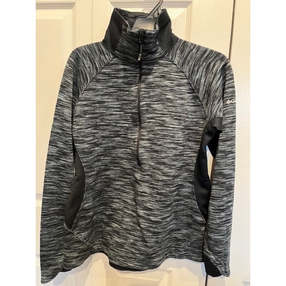Columbia 1/4 Zip Lightweight FLEECE Pullover  Jacket Size Large Gray Black